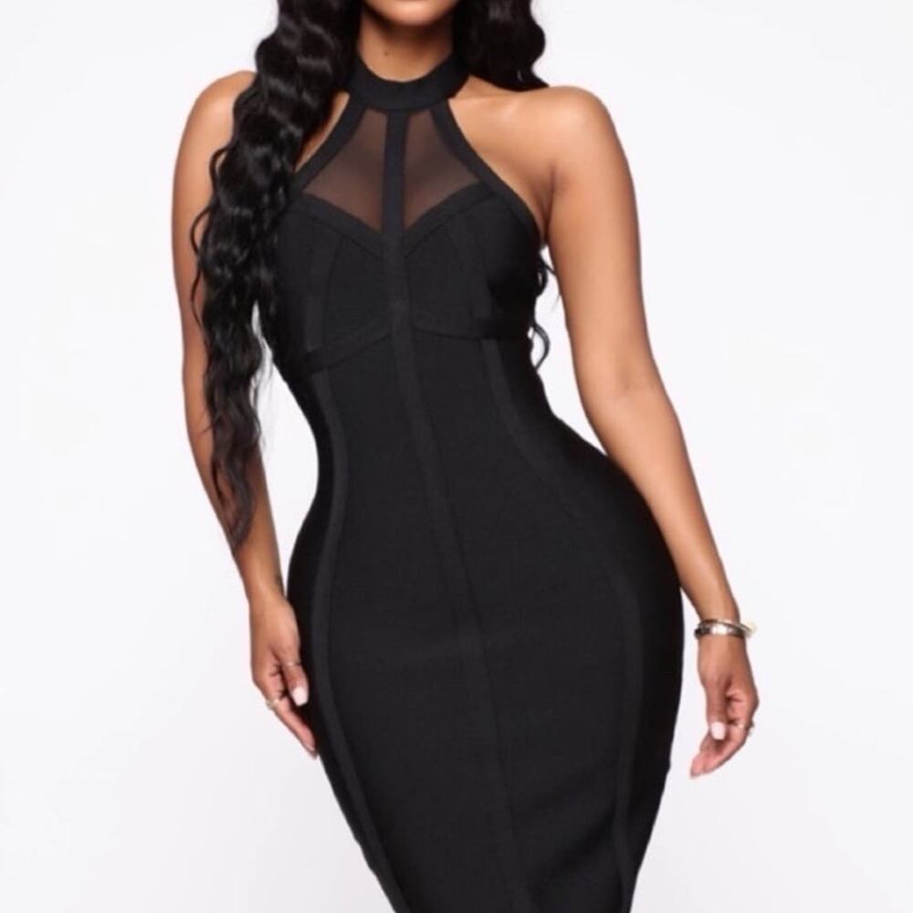 Fashion Nova Midnight Escape Bandage Midi Dress - Picture 2 of 10